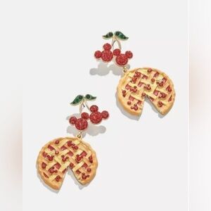 Disney Baublebar Mickey Red Cherry Pie Drop Earrings Crystal Dangle